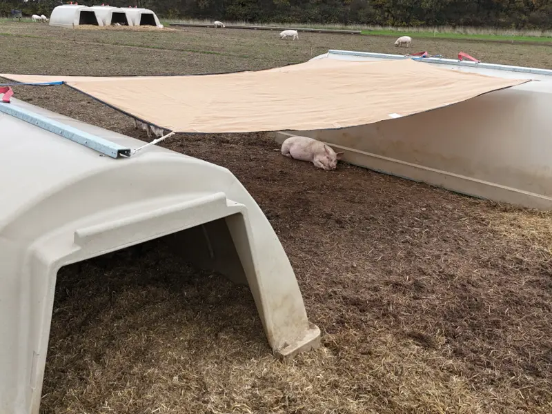 Sun shade between 2 huts