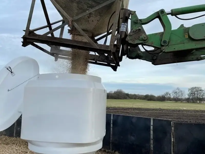 Photo of feeder being filled from above