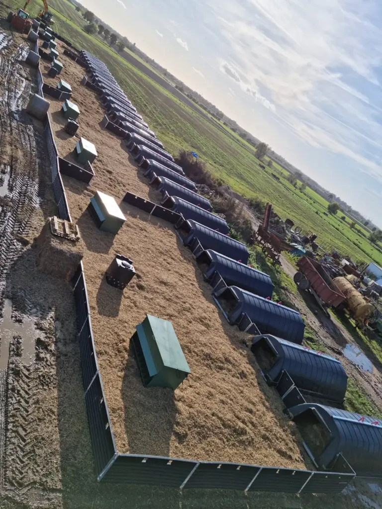 Row of huts as seen from above